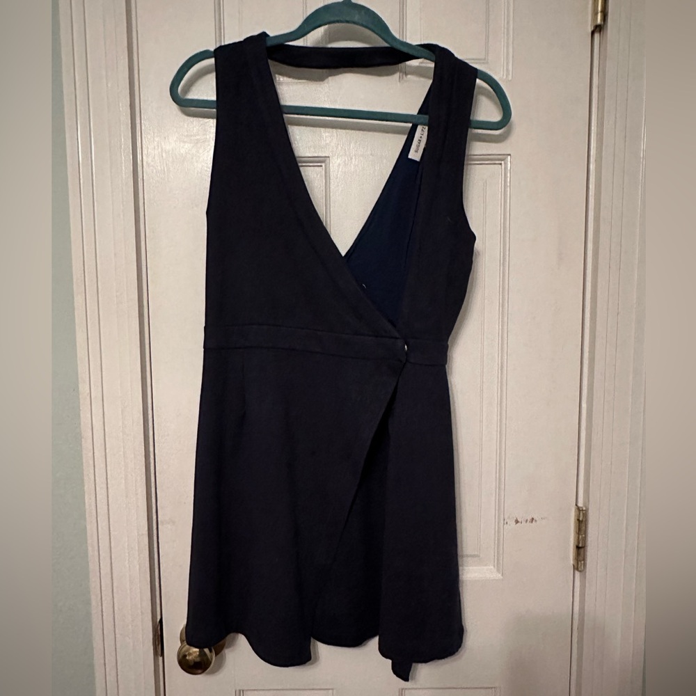 Sugarlips Navy Blue Suede Wrap Dress